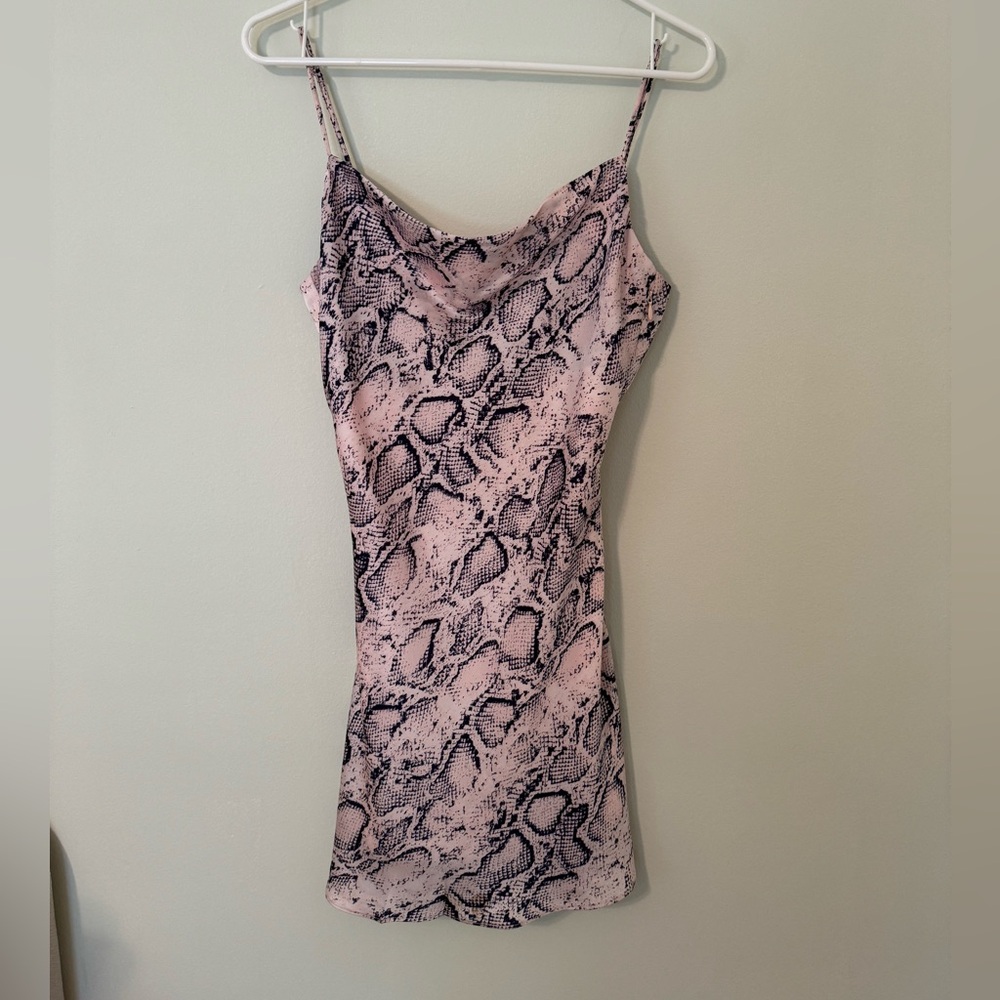 Pink Snakeskin Cowl Neck Dress
